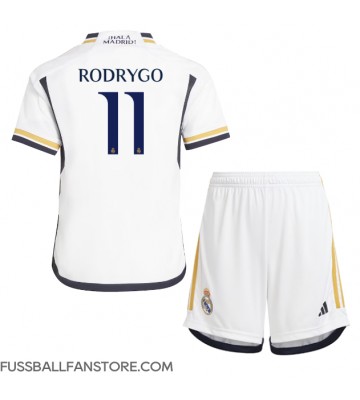 Real Madrid Rodrygo Goes #11 Replik Heimtrikot Kinder 2023-24 Kurzarm (+ Kurze Hosen)